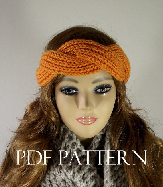 KNITTING PATTERN HEADBAND Earwarm Knit Hair Accessorie twist Headband pdf pattern