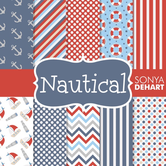 50% OFF SALE Nautical Digital Paper Patterns Commercial Use Instant Download Il_570xn