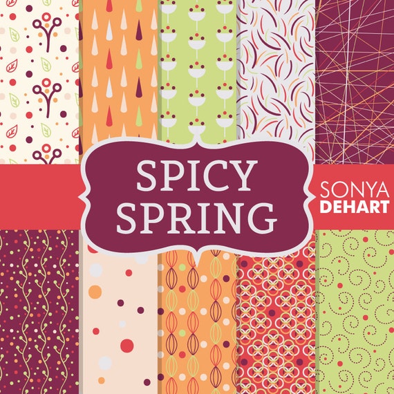 50% OFF SALE Floral Digital Paper Flower Patterns Spicy Spring Commercial Use Instant Download Il_570xn