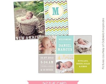 INSTANT DOWNLOAD - Birth announcement template- E478