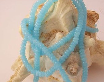 Cyan Milk Glass Rondelles - 2mm x 4mm - 14" Strand