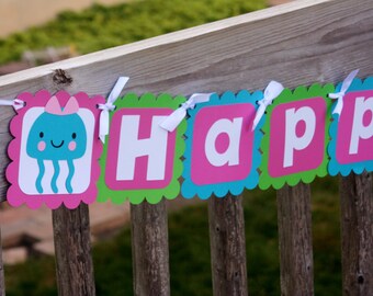 Under the Sea Banner, Under the Sea Happy Birthday Banner, Mermaid Birthday, Mermaid Birthday Banner, Happy BIrthday Banner, Under the Sea