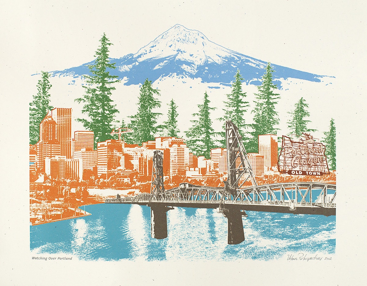 Portland Art // Print // Skyline // Oregon Art // Collage