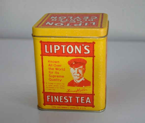 Vintage Lipton Tea Planter Ceylon Tin Lipton's by CardinalCache