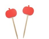 Set of 24 Orange Pumpkin Party Picks - Food Picks, Orange Pumpkins, Halloween Picks, Halloween Party, Fall in Love, Fall Food Displays Il_170x135