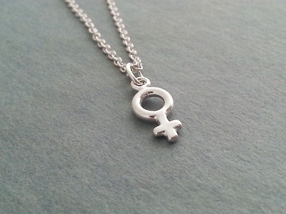 Silver Female Sign Necklace. Sterling Silver by TwoCloudsJewelry