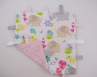 Baby Gift for Girl Elephant Tag Blanket Baby Girl Gift