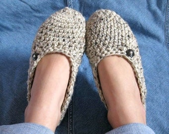 Cozy Natural Colored Womens Crocheted Slippers
