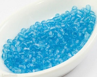 3mm Blue Beads (70) Czech Fire Polished Faceted Glass last