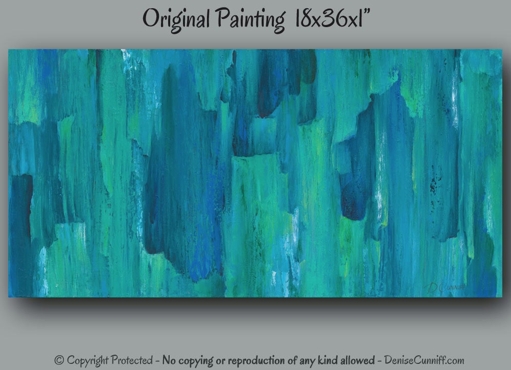 Large abstract wall art Turquoise or teal home decor Teal