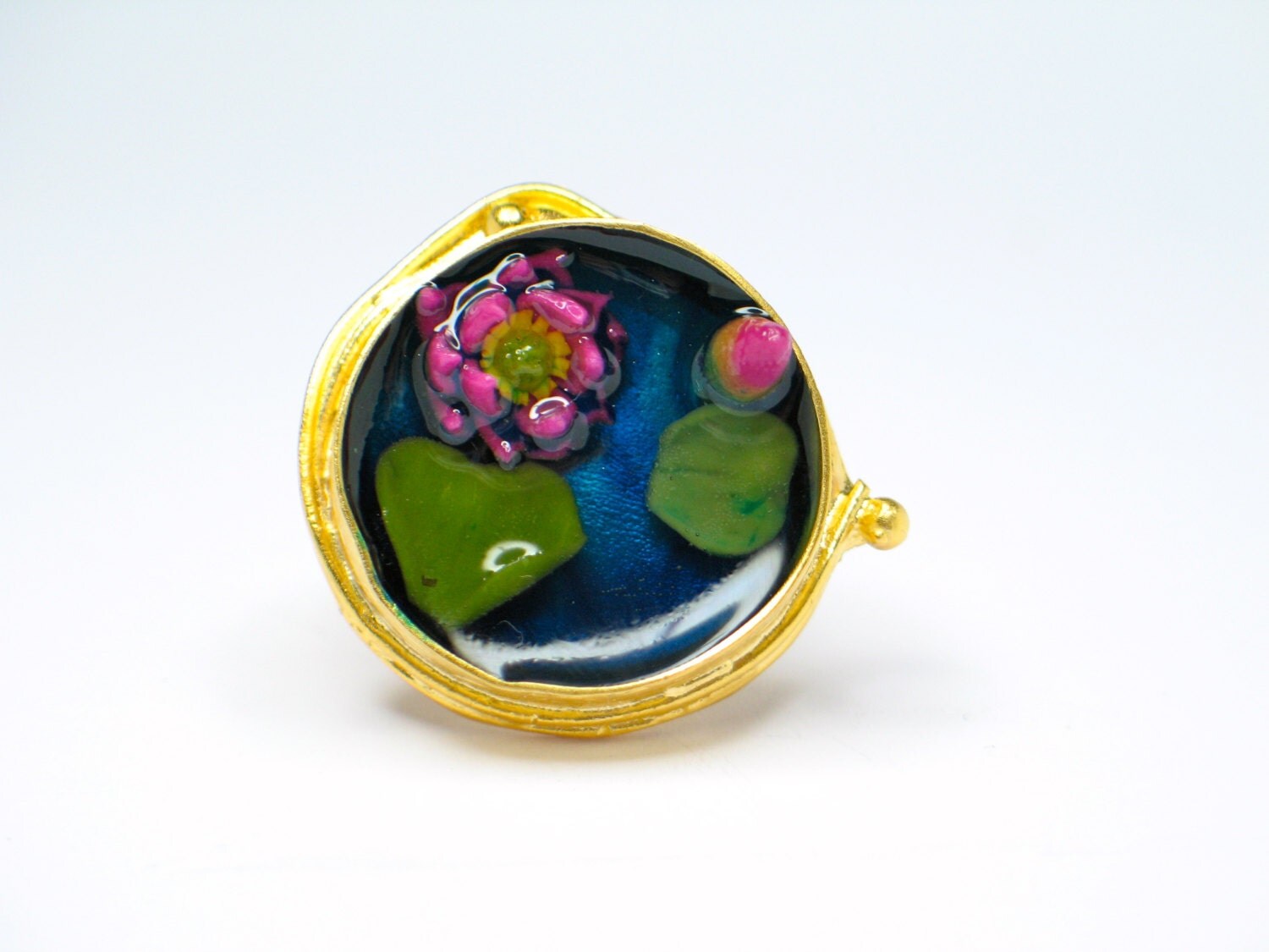 Perfect pond. Water lily. Resin ring. Resin jewelry. Modern