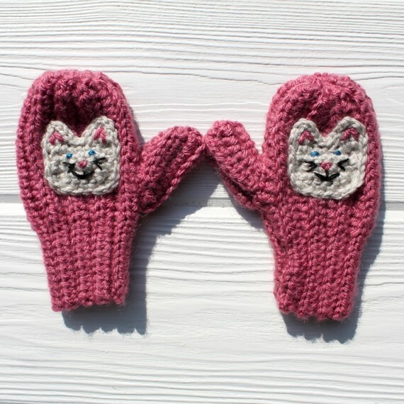 Kitten Mittens Crochet Cat Mittens Children's Mittens