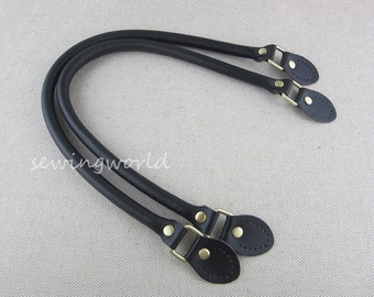 Black Synthetic Leather Bag Handles Purse Making Accessories, one pair
