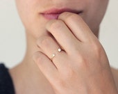 Dual Stone Ring - Diamond Wedding Ring - Horseshoe Ring - 18k Gold