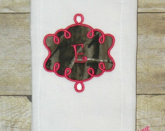 Camo & Hot Pink Burp Cloth Real Tree Mossy Oak Camouflage Country Monogrammed Initial Rag