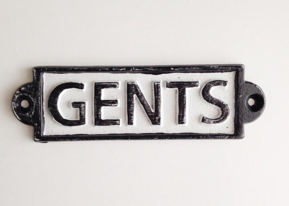 Gents Sign Vintage Style Bathroom Sign Industrial Decor Mens