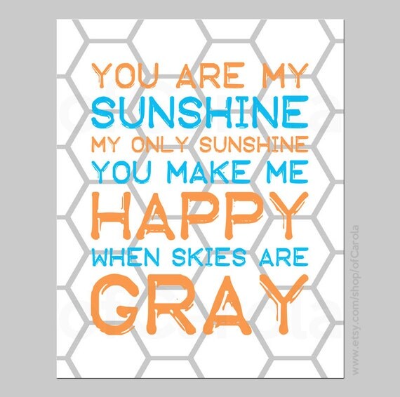 Items similar to You Are My Sunshine Saying Baby Wall Art Print ...