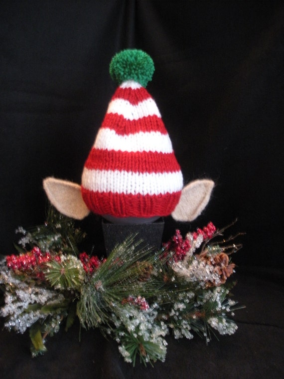 Items similar to Knit Christmas Holiday Elf Hat with Ears ...