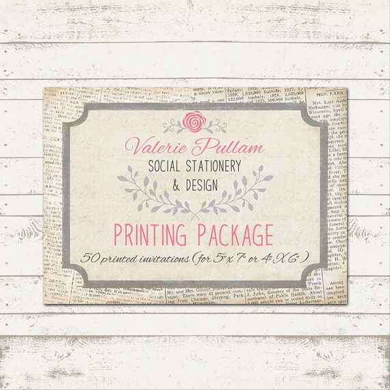 5X7 Professionally Press Printed Invitations - Printed on Cardstock - Quantity 50 - with envelopes Il_570xn
