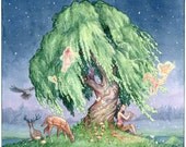 Items similar to Original Watercolor Painting - Willow Tree Magic on Etsy