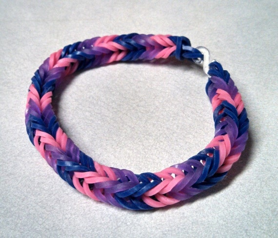 Items similar to Pink, Purple & Blue Loom Band Bracelet, Bisexual Pride ...