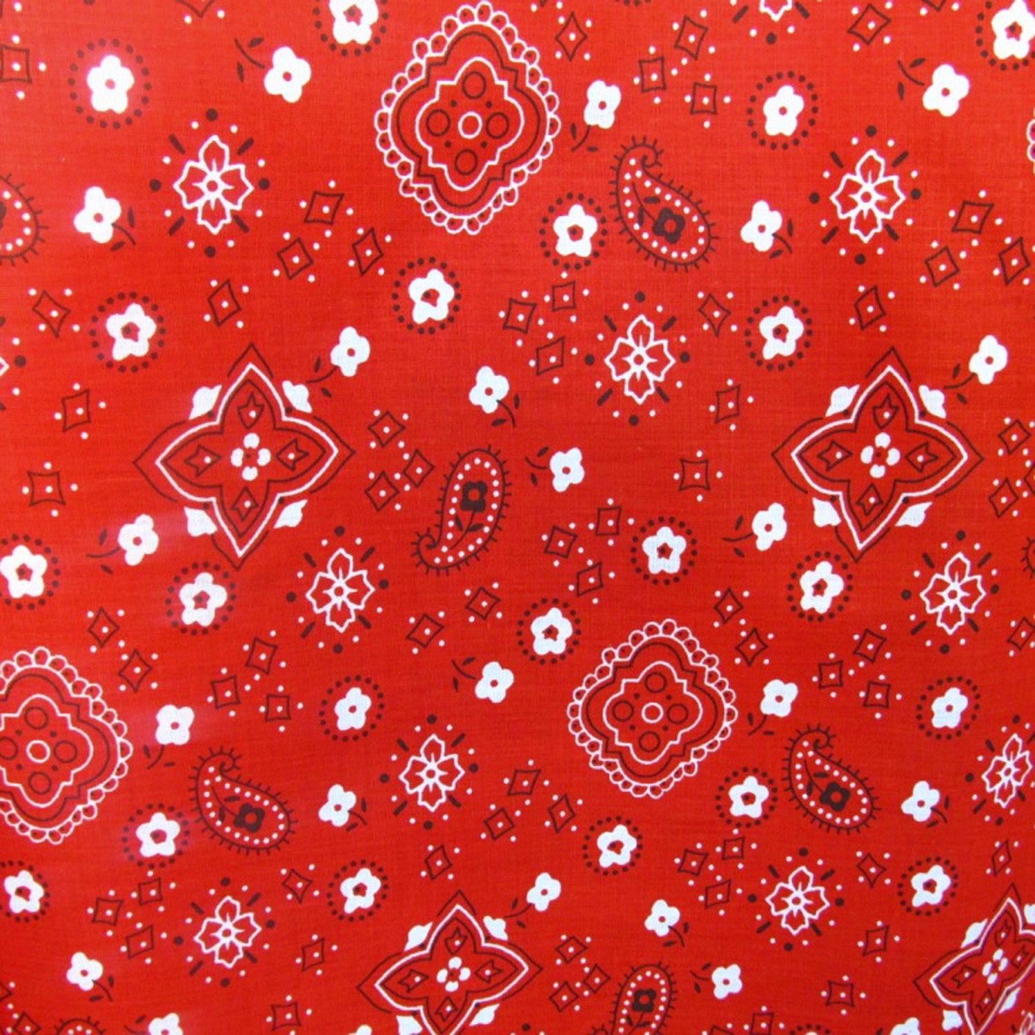 Poly Cotton Print Bandana on Red Background 60 Fabric by