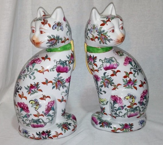 large porcelain cats
