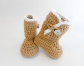 Faux Fur Baby Boots Faux Sheepskin Boots Boy or Girl Crochet Baby Booties Winter Baby Booties Organic Eco Friendly Custom Color and Size