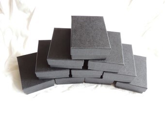 10 pack of 3.25x2.25 Matte Black Jewelry Presentation Gift Boxes, Retail Display Cotton Filled Boxes