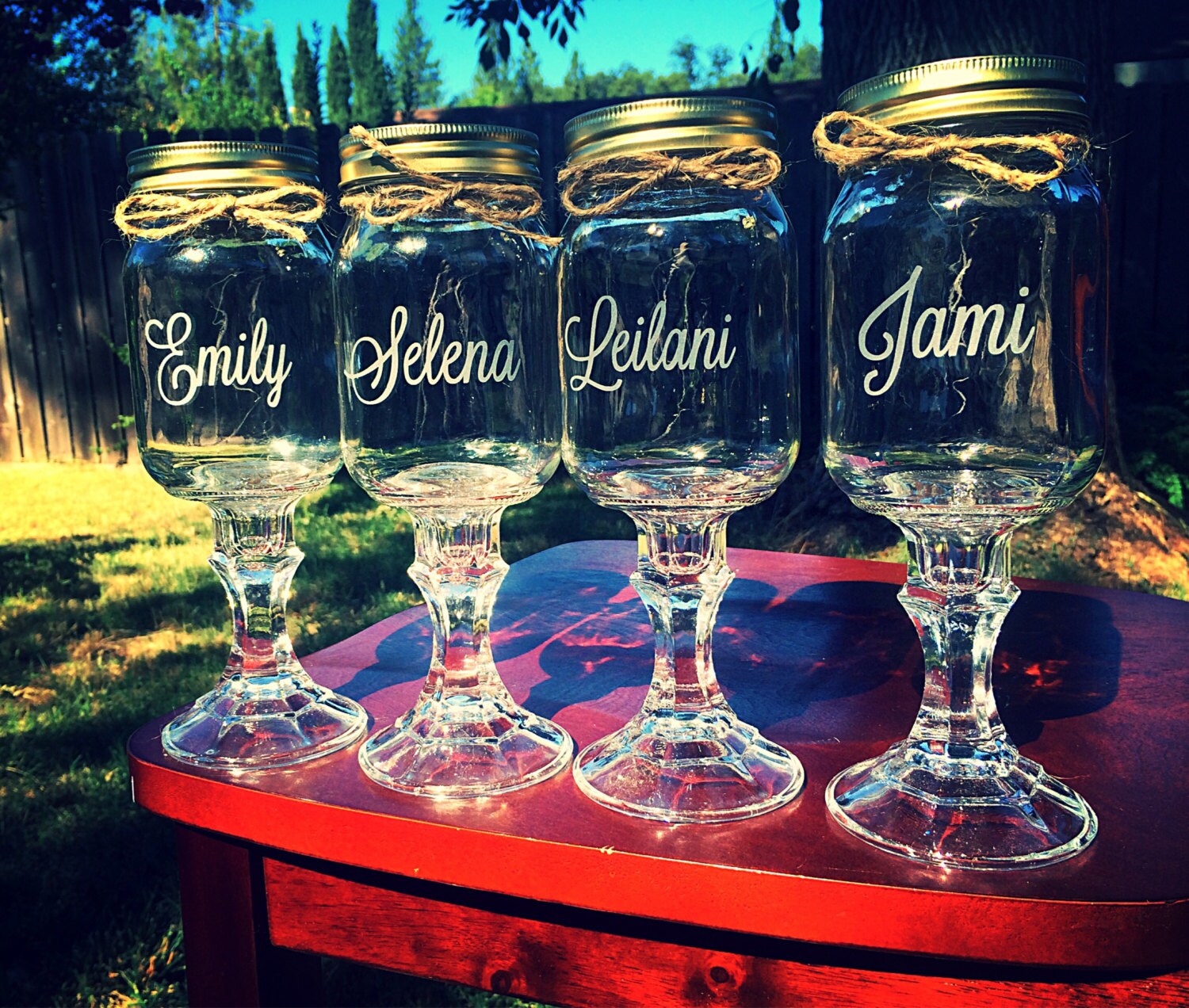 4 Customized Redneck Wine Glass Etched Set of 4 Glasses