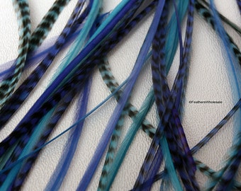 Hair Accessories Indigo Blue Feather Hair Extensions Cornflower Blue Hair Feathers Grizzly Feathers Solid Feathers Long Feather Extensions 7