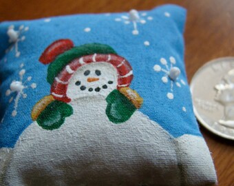Snowball the Snowman Miniature Dollhouse Pillow