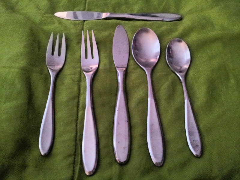 stanley roberts caneel bay stainless korea 6 pcs 5 pc place setting ...