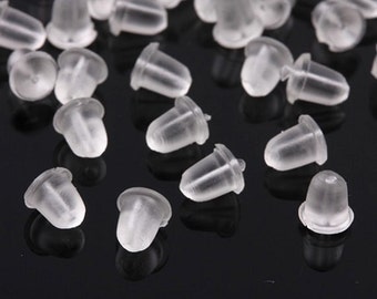 Larger Size Dome Rubber Earring Backs Stoppers 70 or 200 Pieces Soft or Firm Style Replacements Earring Findings 6x5mm Sold by Weight