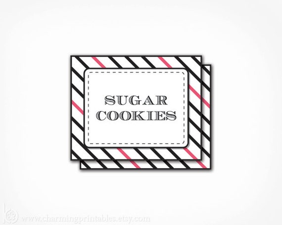 Printable Label - PDF File - Cookie Candy Dessert Buffet Tags Labels - Stripe Pattern Collection Il_570xn