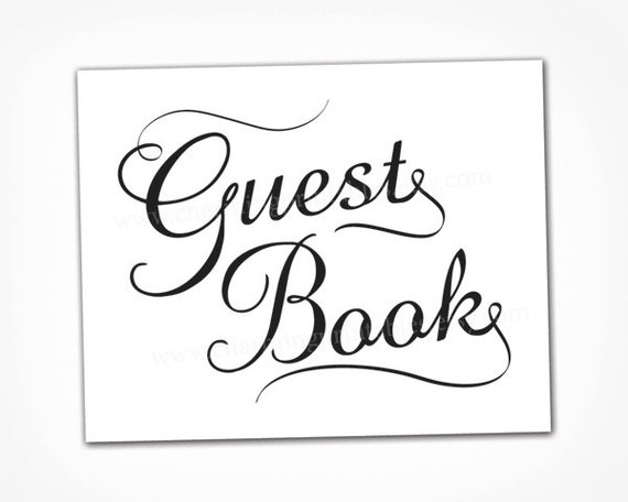 Black and White Wedding Guest Book Sign - INSTANT DOWNLOAD - Digital PDF File - Wedding Calligraphy Sign - Please Sign Our Guestbook Table Il_570xn