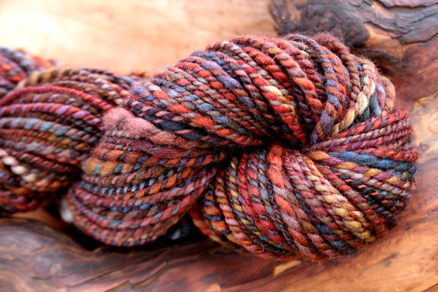 Sweet Plum Yarn Hand Dyed Hand Spun Soft Merino Wool Fiber