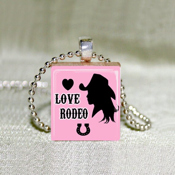 Items similar to Scrabble Jewelry Pink "Love Rodeo" Rodeo Choose