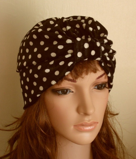 Black & white women's polka dot turban fashion turban