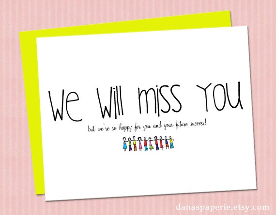 Items Similar To We Will Miss You Card Cute Miss You Card Going Away 
