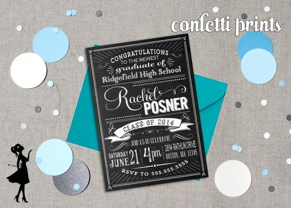 Graduation Invitation - CHALK IT UP Printable Il_570xn