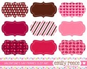50% OFF - Valentine's Day Hearts Frames Journal Tags Cute Clip Art - Commercial Use - Scrapbooking Invitations Cards - Instant Download Il_170x135