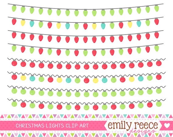 50% Off Sale - Christmas Lights Holiday Bulbs Strands Cute Clip Art - Commercial Use - Scrapbooking Invitations Cards - Instant Download Il_570xn