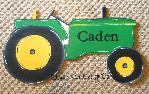 Items similar to John Deere Tractor Wooden Wall Art, Personalized