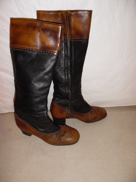 Vintage Sesto Meucci Leather Boots Black Brown