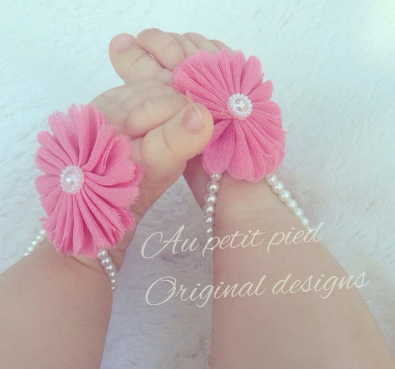 Items similar to Baby barefoot sandals, foot petals, baby girl gift
