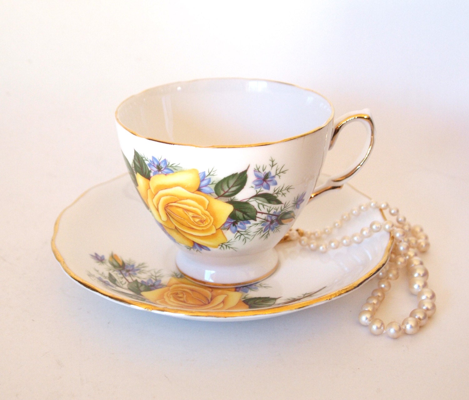 Antique Teacup English Bone China Tea Cup and Saucer Set with