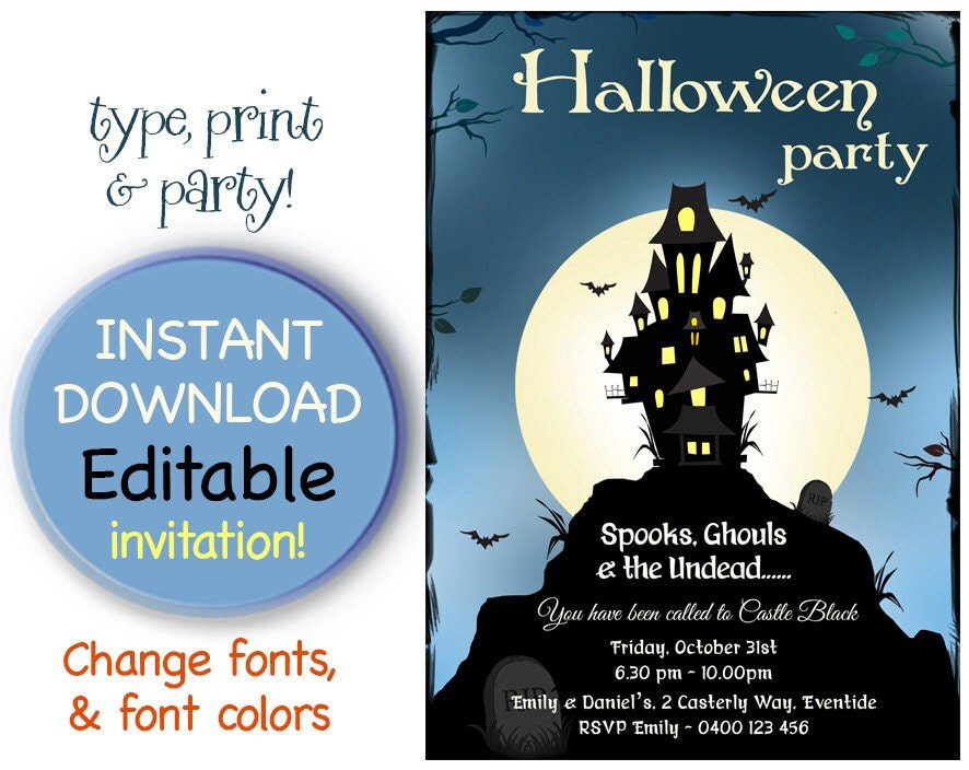 Halloween Invitation Template Editable 3