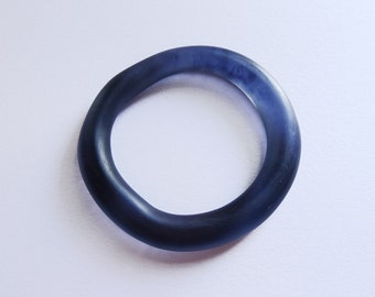Inky Black Organic Round Resin Bangle