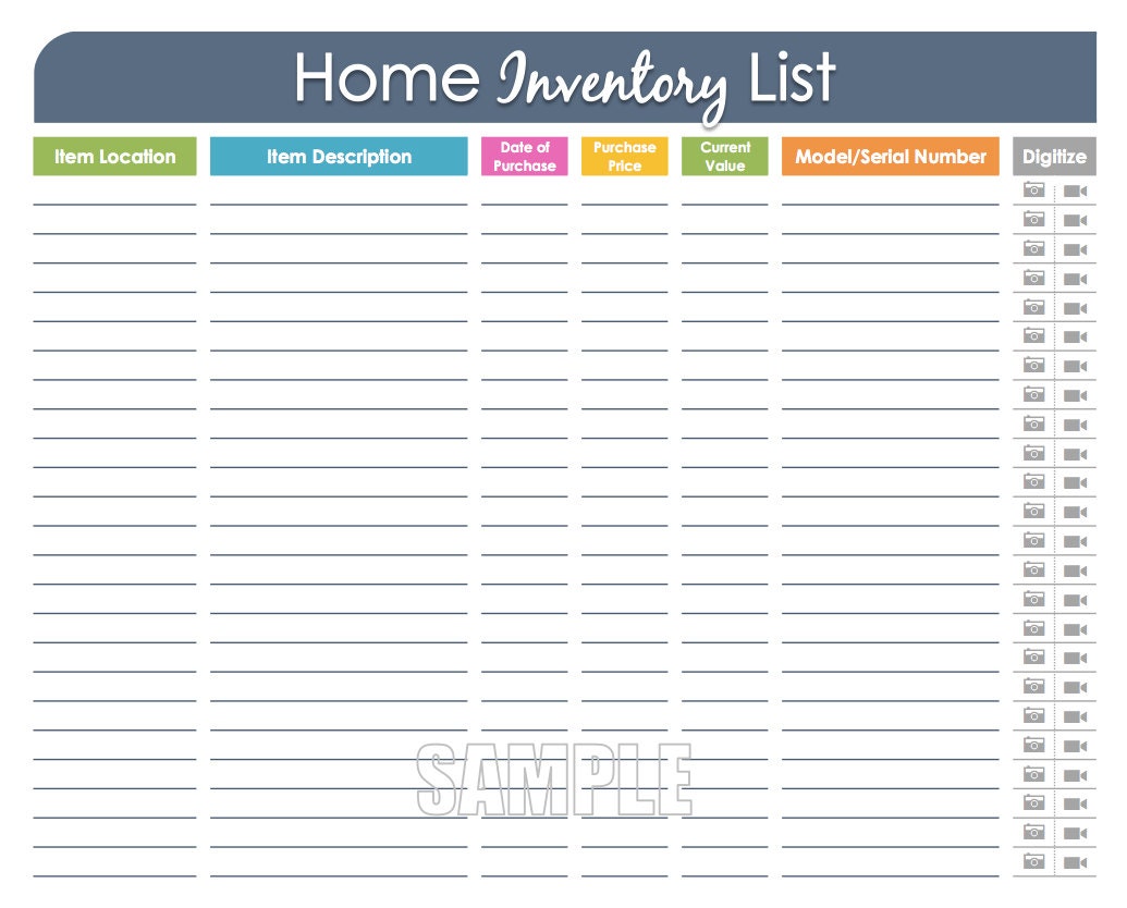 house inventory list template